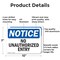 Signmission No Unauthorized Entry OSHA Notice Sign, Aluminum, 10in W x 7in L, 2PK OS-2PACK-NS-A-710-L-15021 - alternate 3